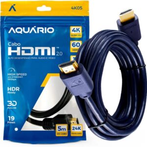 Cabo HDMI 2.0 4K 3D 19 pinos - 5 metros